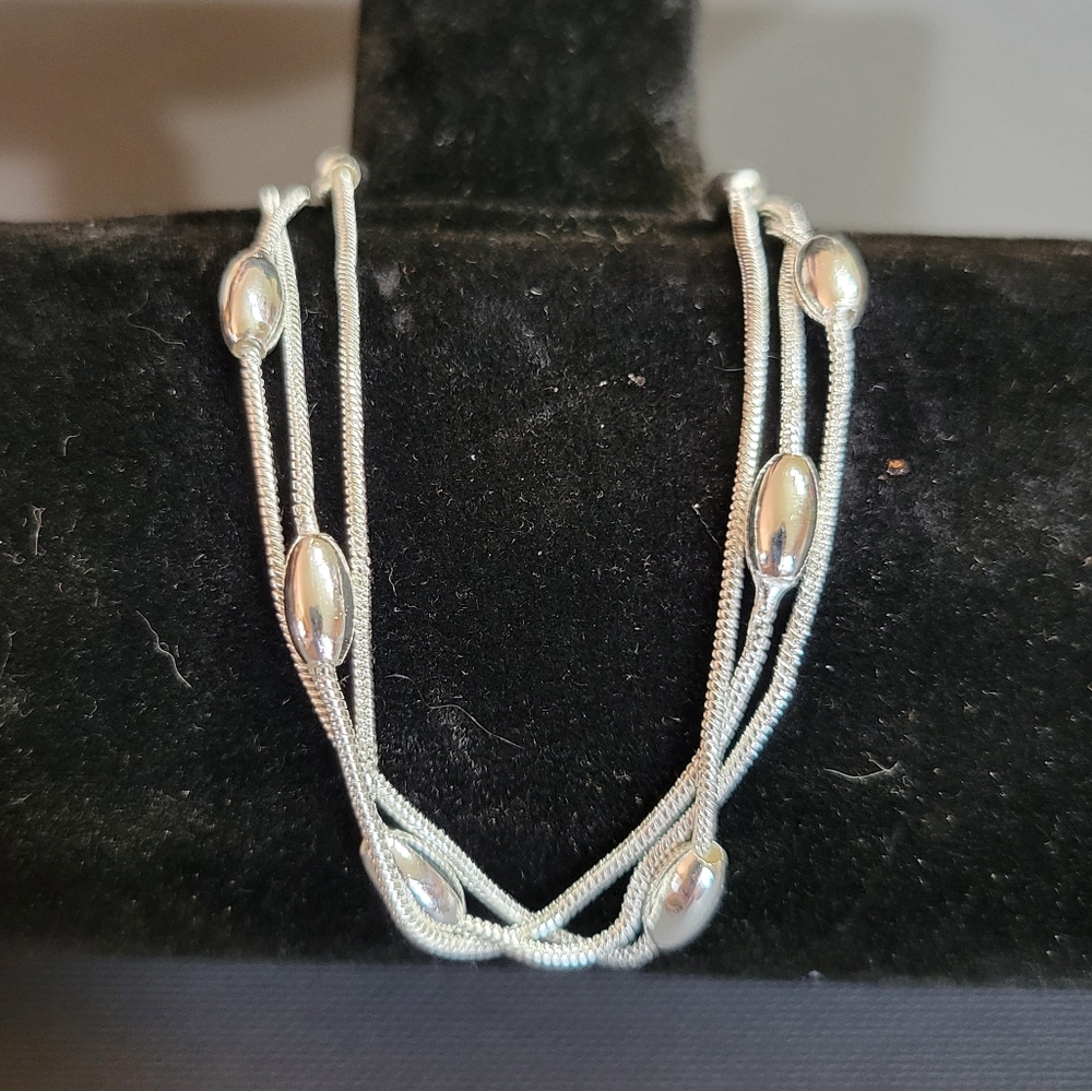 Silver Multi Layer Oval Ball Bracelet NEW